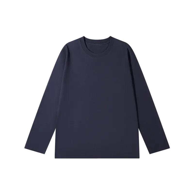 Men's Long Sleeve Cotton T-Shirt - Heavyweight 300g Combed Cotton - Loose Fit Versatile Solid Color Base Layer - Autumn/Winter thumbnail 6