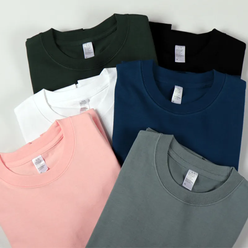 Men's Heavy Cotton Pure White T-Shirt - 270g Small Neck Crewneck - Trendy Basic Short Sleeve Tee for Couples thumbnail 8