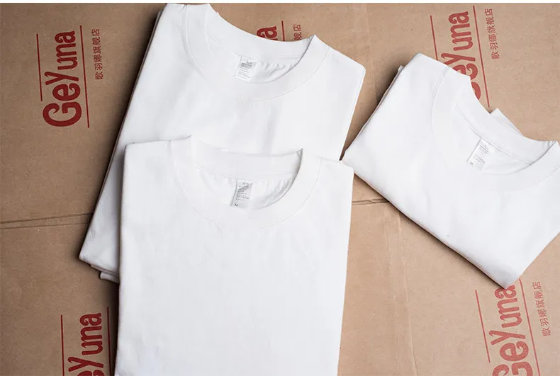 Men's Heavy Cotton Pure White T-Shirt - 270g Small Neck Crewneck - Trendy Basic Short Sleeve Tee for Couples showcase 4