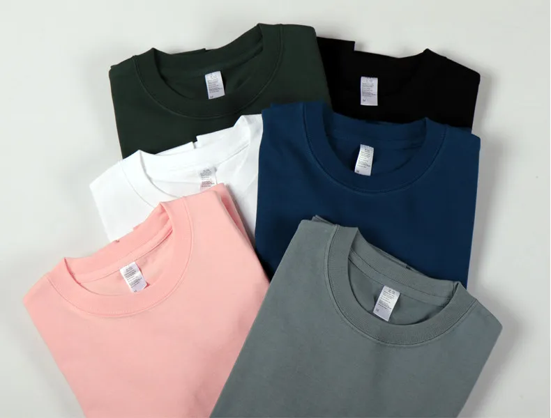 Men's Heavy Cotton Pure White T-Shirt - 270g Small Neck Crewneck - Trendy Basic Short Sleeve Tee for Couples showcase 10