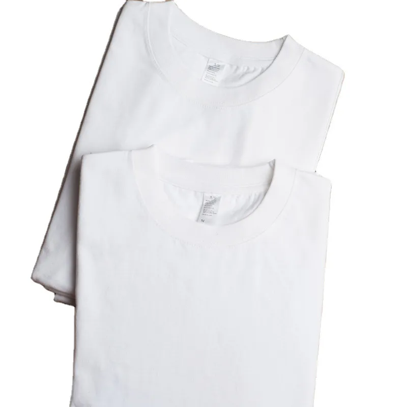 Men's Heavy Cotton Pure White T-Shirt - 270g Small Neck Crewneck - Trendy Basic Short Sleeve Tee for Couples thumbnail 5