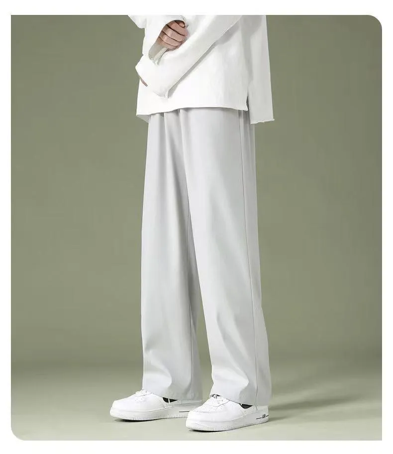 Men's Ice Silk Summer Trousers Lightweight Quick-Drying Casual Pants Loose Fit Straight Leg Drape Trousers for Sports and Everyday Wear showcase 14