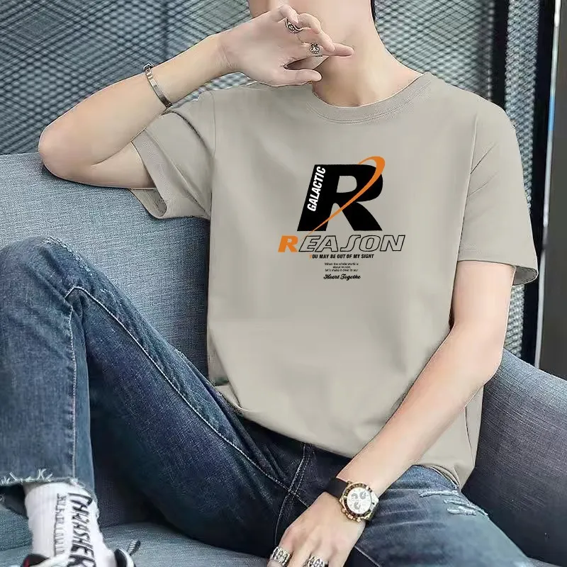 Men's Short Sleeve Cotton T-Shirt - Woodpecker Brand Trendy Summer Fashion Three-Quarter Sleeve Top - Casual Pure Cotton Bottoming Shirt thumbnail 3