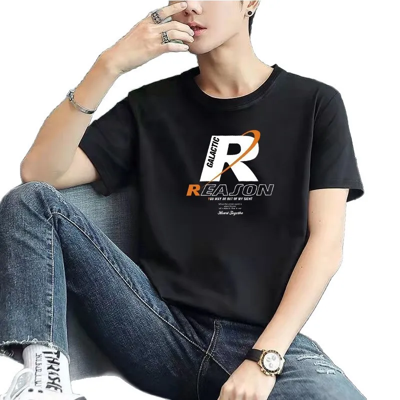 Men's Short Sleeve Cotton T-Shirt - Woodpecker Brand Trendy Summer Fashion Three-Quarter Sleeve Top - Casual Pure Cotton Bottoming Shirt thumbnail 5