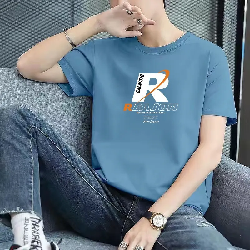 Men's Short Sleeve Cotton T-Shirt - Woodpecker Brand Trendy Summer Fashion Three-Quarter Sleeve Top - Casual Pure Cotton Bottoming Shirt thumbnail 9