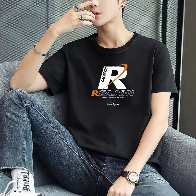 Men's Short Sleeve Cotton T-Shirt - Woodpecker Brand Trendy Summer Fashion Three-Quarter Sleeve Top - Casual Pure Cotton Bottoming Shirt thumbnail 7