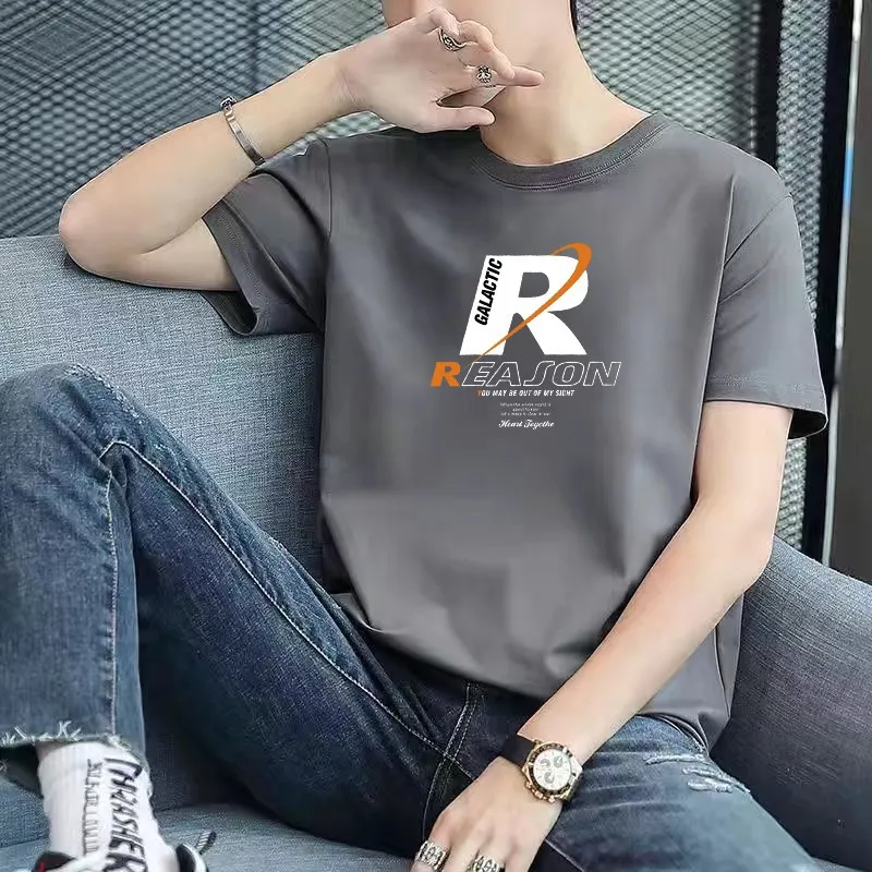 Men's Short Sleeve Cotton T-Shirt - Woodpecker Brand Trendy Summer Fashion Three-Quarter Sleeve Top - Casual Pure Cotton Bottoming Shirt thumbnail 6