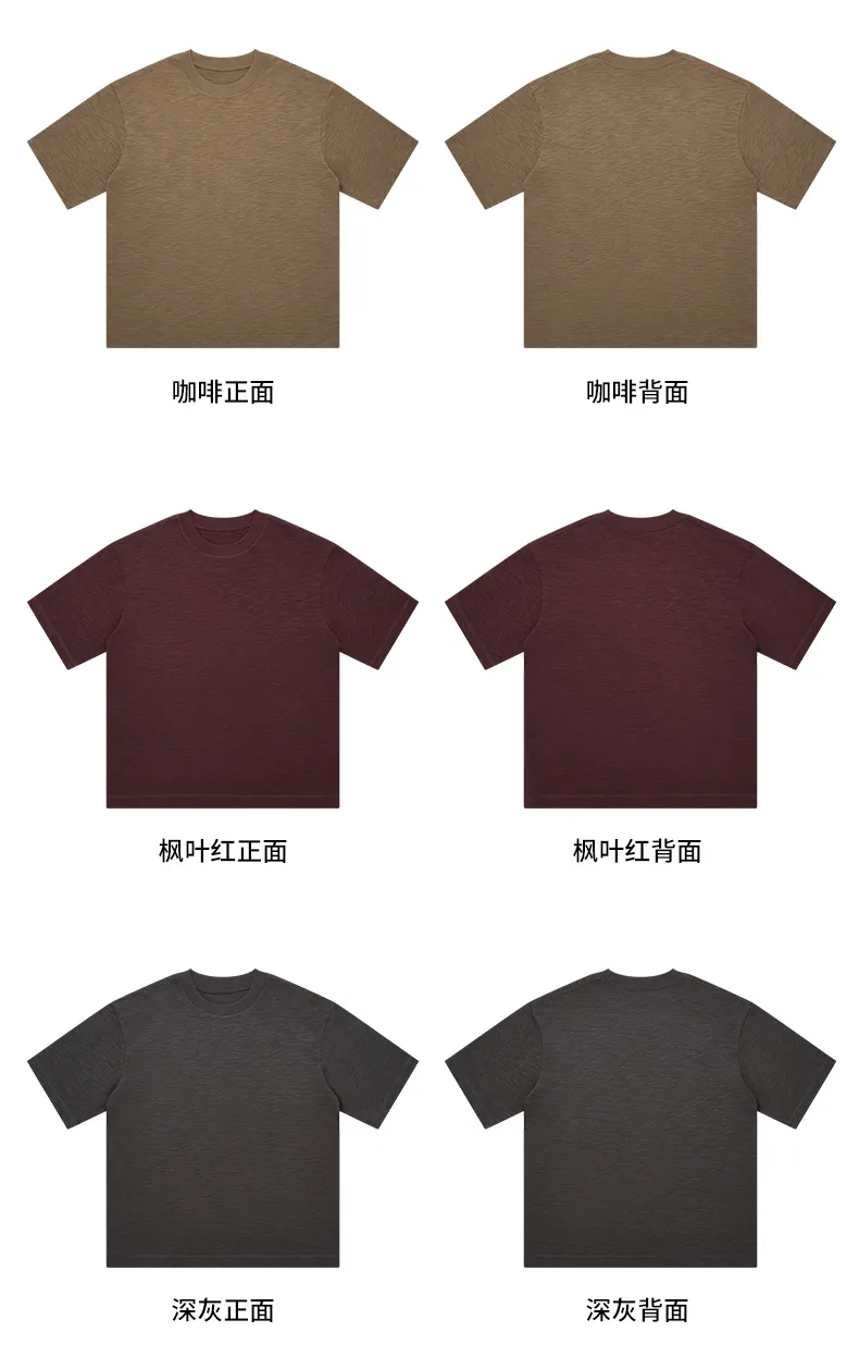 Men's Bamboo Cotton Short Sleeve T-Shirt - Loose Fit Summer Tee - Retro American Style - Breathable Lightweight Pure Color Top showcase 16