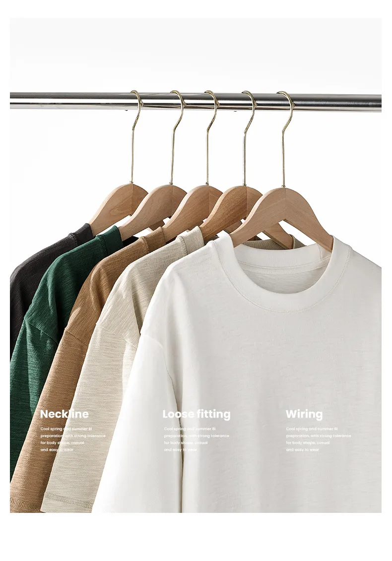 Men's Bamboo Cotton Short Sleeve T-Shirt - Loose Fit Summer Tee - Retro American Style - Breathable Lightweight Pure Color Top showcase 14
