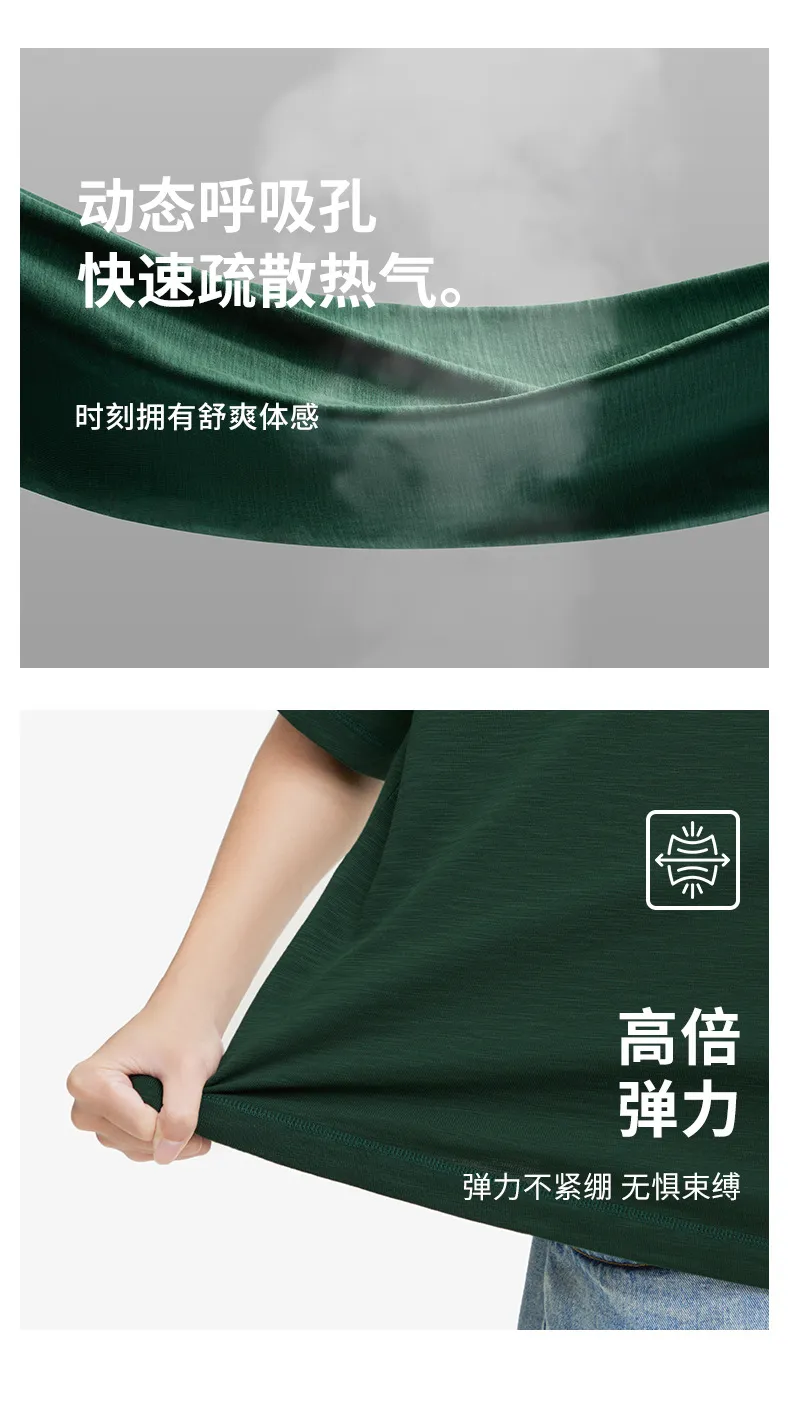 Men's Bamboo Cotton Short Sleeve T-Shirt - Loose Fit Summer Tee - Retro American Style - Breathable Lightweight Pure Color Top showcase 12