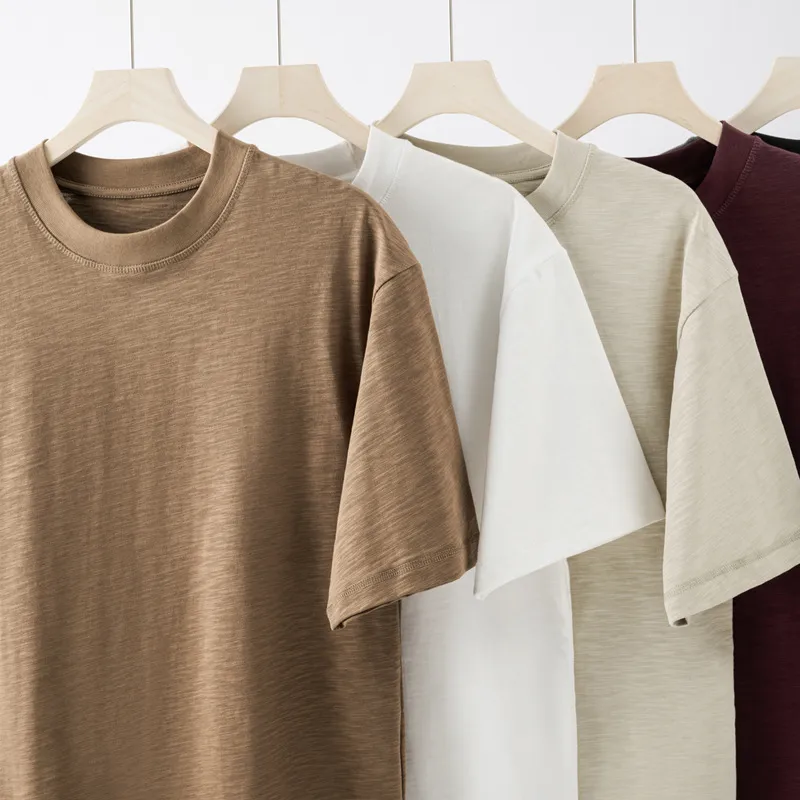 Men's Bamboo Cotton Short Sleeve T-Shirt - Loose Fit Summer Tee - Retro American Style - Breathable Lightweight Pure Color Top thumbnail 1