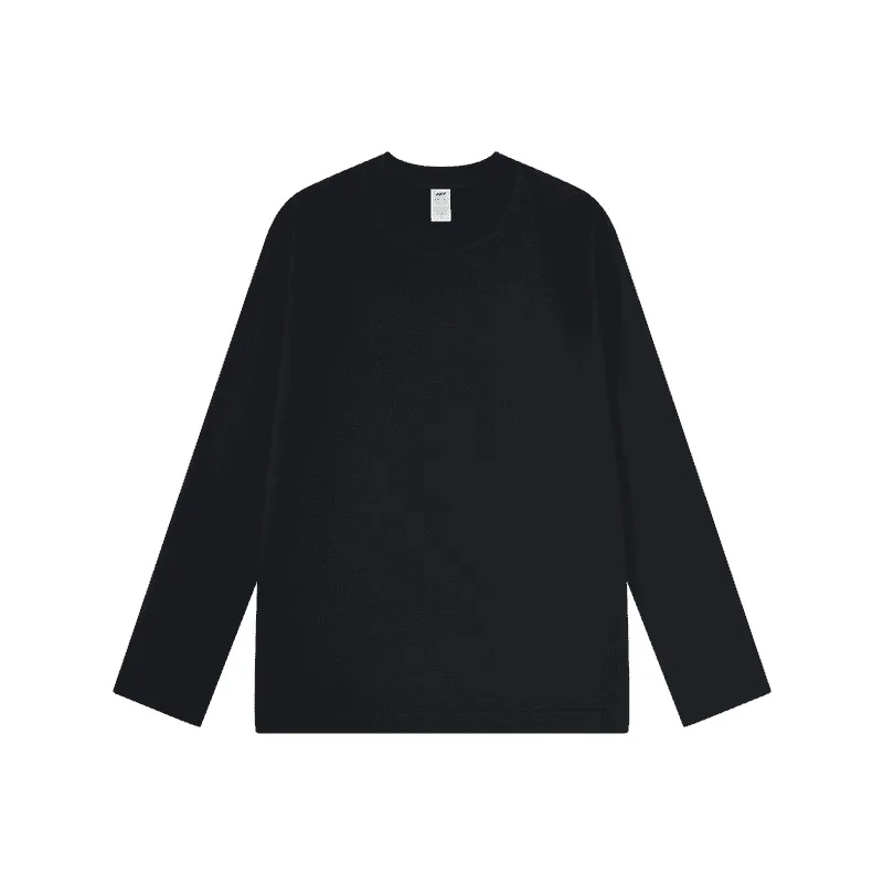 Men's Heavyweight Combed Cotton Long Sleeve T-Shirt, American Style Loose Fit Solid Color Undershirt, Autumn Winter Casual Top thumbnail 10