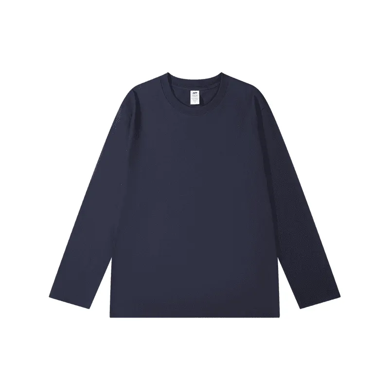 Men's Heavyweight Combed Cotton Long Sleeve T-Shirt, American Style Loose Fit Solid Color Undershirt, Autumn Winter Casual Top thumbnail 7