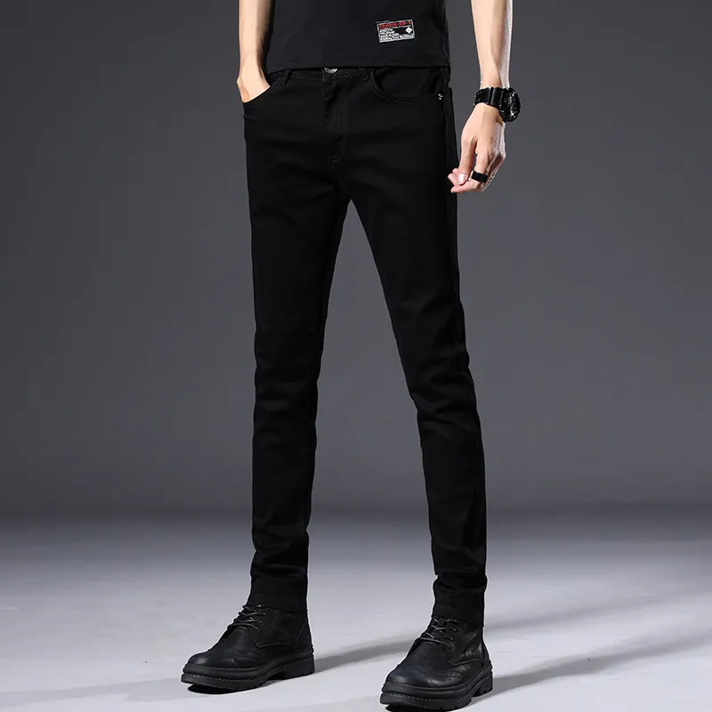 Men's Black Stretch Slim-Fit Skinny Jeans | Korean Style Fashionable Casual Denim Pants | All-Match Comfortable Trousers for Men thumbnail 3