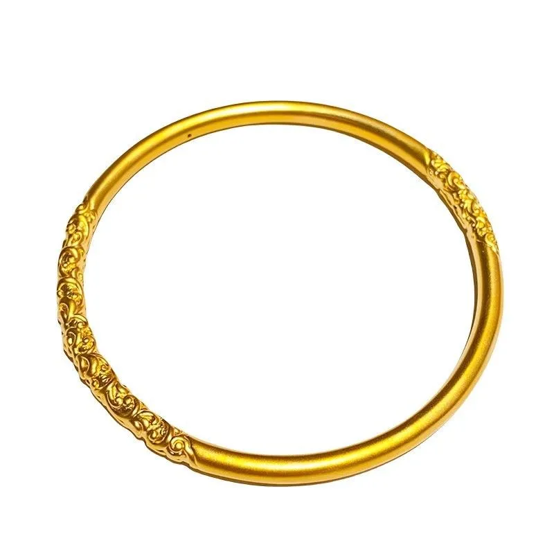 Women's Gold Plated Bracelet, 5mm Vietnam Sand Gold Bangle, Frosted Plain Ring Design, Solid Alloy Jewelry, Wholesale Fashion Bracelet for Women thumbnail 5
