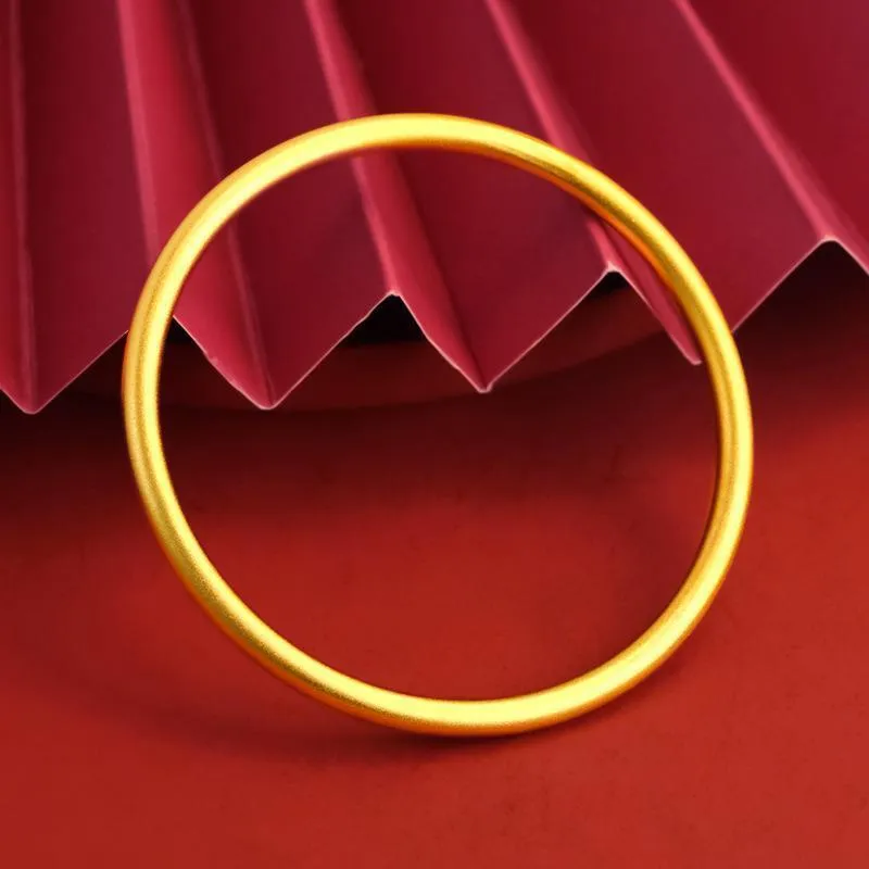 Women's Gold Plated Bracelet, 5mm Vietnam Sand Gold Bangle, Frosted Plain Ring Design, Solid Alloy Jewelry, Wholesale Fashion Bracelet for Women thumbnail 8