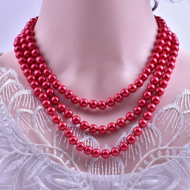 Long Pearl Necklace for Women, Wool Chain Pendant, Simple High-End Fashion Jewelry, Autumn and Winter Double Layer Decoration, All-Match Clothes Accessories thumbnail 4