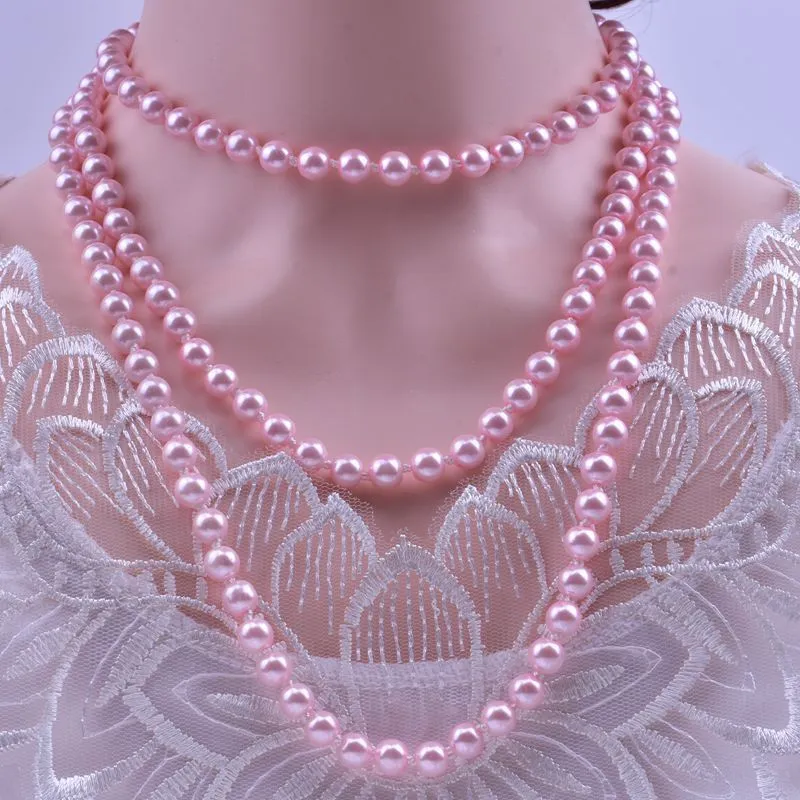 Long Pearl Necklace for Women, Wool Chain Pendant, Simple High-End Fashion Jewelry, Autumn and Winter Double Layer Decoration, All-Match Clothes Accessories thumbnail 7
