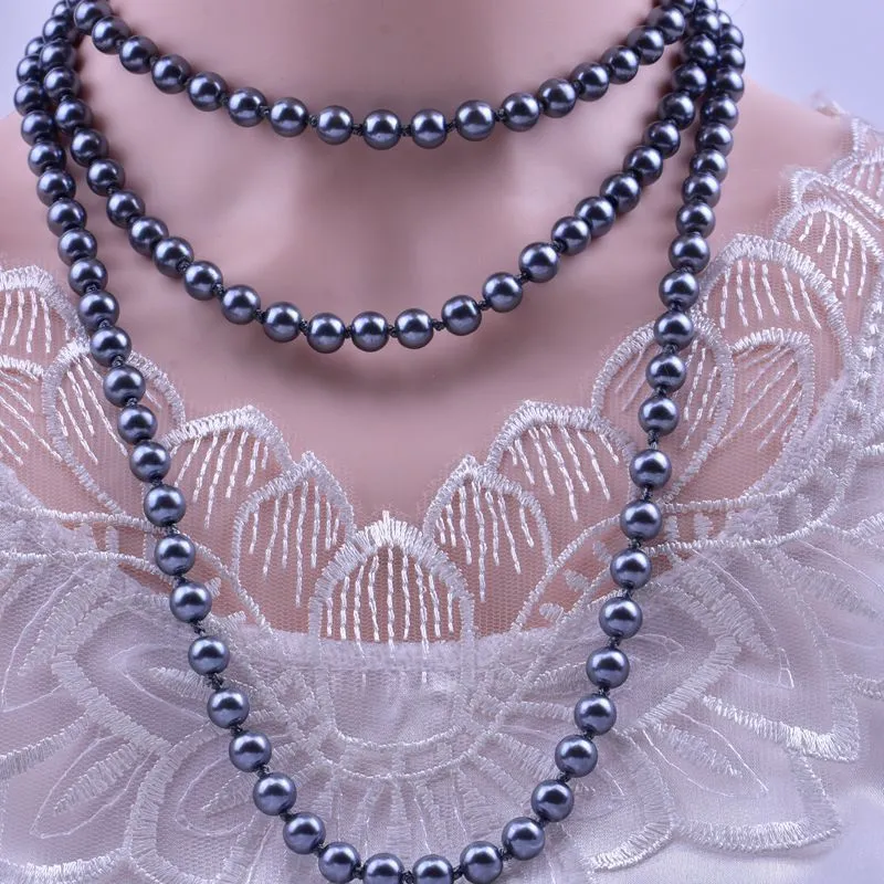 Long Pearl Necklace for Women, Wool Chain Pendant, Simple High-End Fashion Jewelry, Autumn and Winter Double Layer Decoration, All-Match Clothes Accessories thumbnail 9