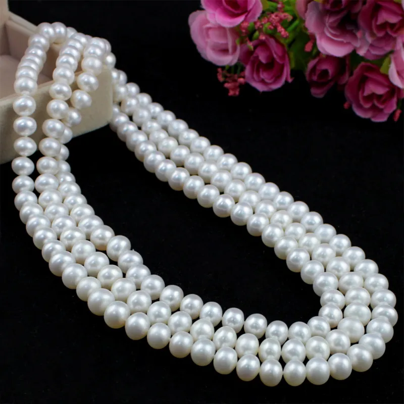 Long Pearl Necklace for Women, Wool Chain Pendant, Simple High-End Fashion Jewelry, Autumn and Winter Double Layer Decoration, All-Match Clothes Accessories thumbnail 2