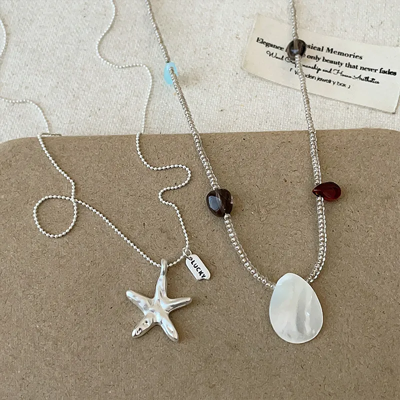 Starfish Shell Necklace for Women - Summer Holiday Fashion, Simple Elegant Clavicle Chain, Trendy Jewelry Gift for Her thumbnail 1
