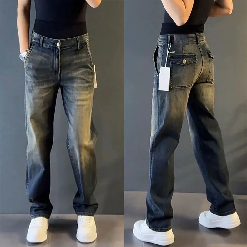 Men's Straight Leg Jeans Classic Fit Denim Pants Casual Trousers for Autumn Winter Fashion thumbnail 2