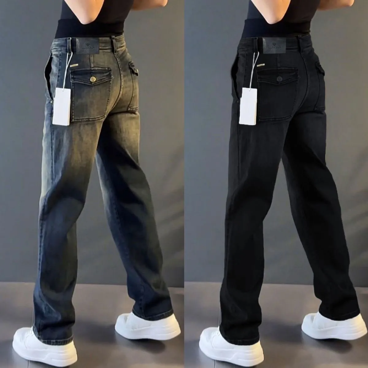 Men's Straight Leg Jeans Classic Fit Denim Pants Casual Trousers for Autumn Winter Fashion thumbnail 1
