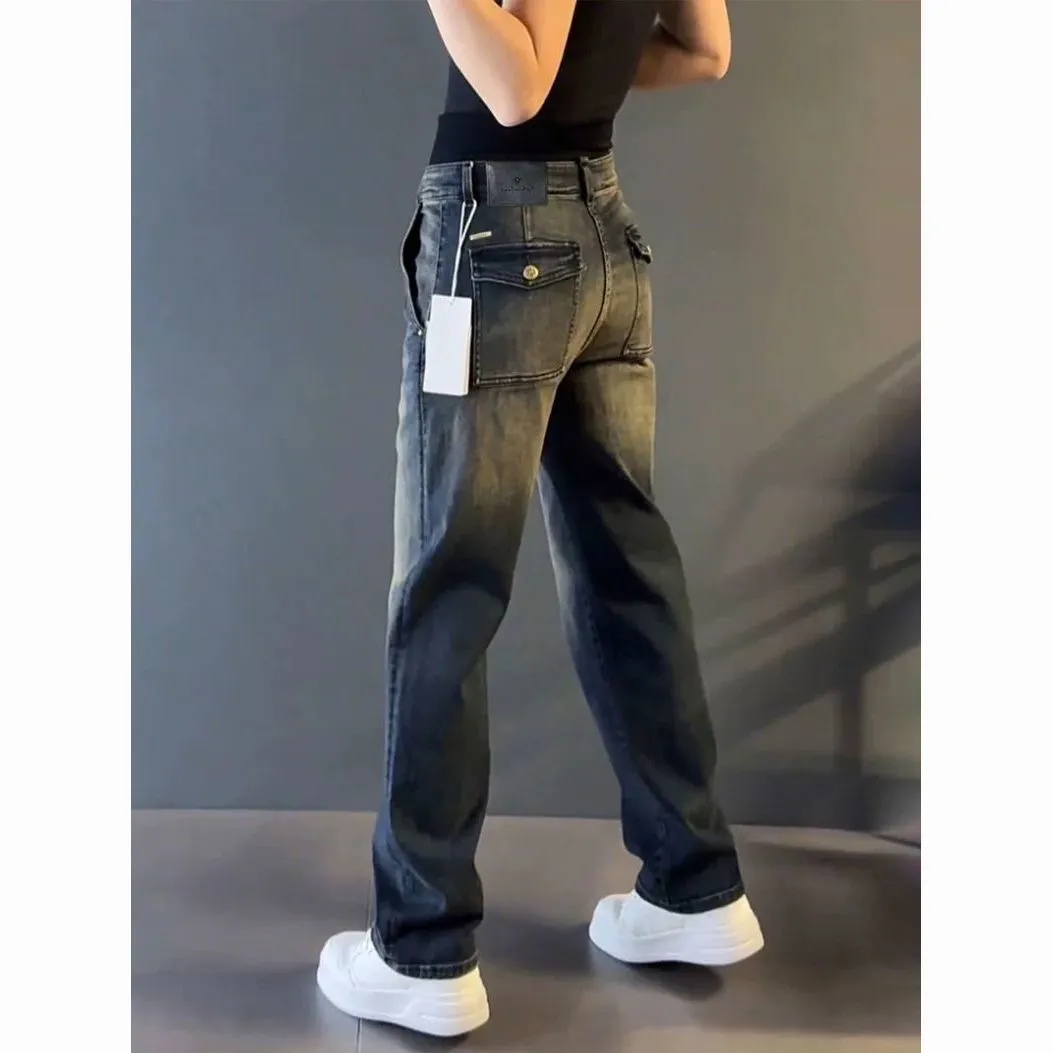 Men's Straight Leg Jeans Classic Fit Denim Pants Casual Trousers for Autumn Winter Fashion showcase 3