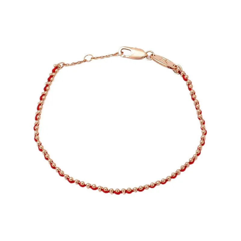 Elegant Red String Bracelet for Women - French Style Niche Design with Rose Gold Zodiac Charm - Light Luxury Jewelry Gift for Girlfriends thumbnail 5