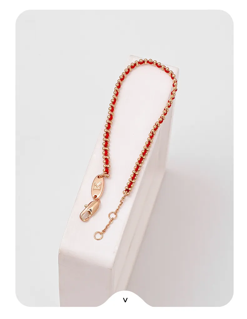 Elegant Red String Bracelet for Women - French Style Niche Design with Rose Gold Zodiac Charm - Light Luxury Jewelry Gift for Girlfriends showcase 10