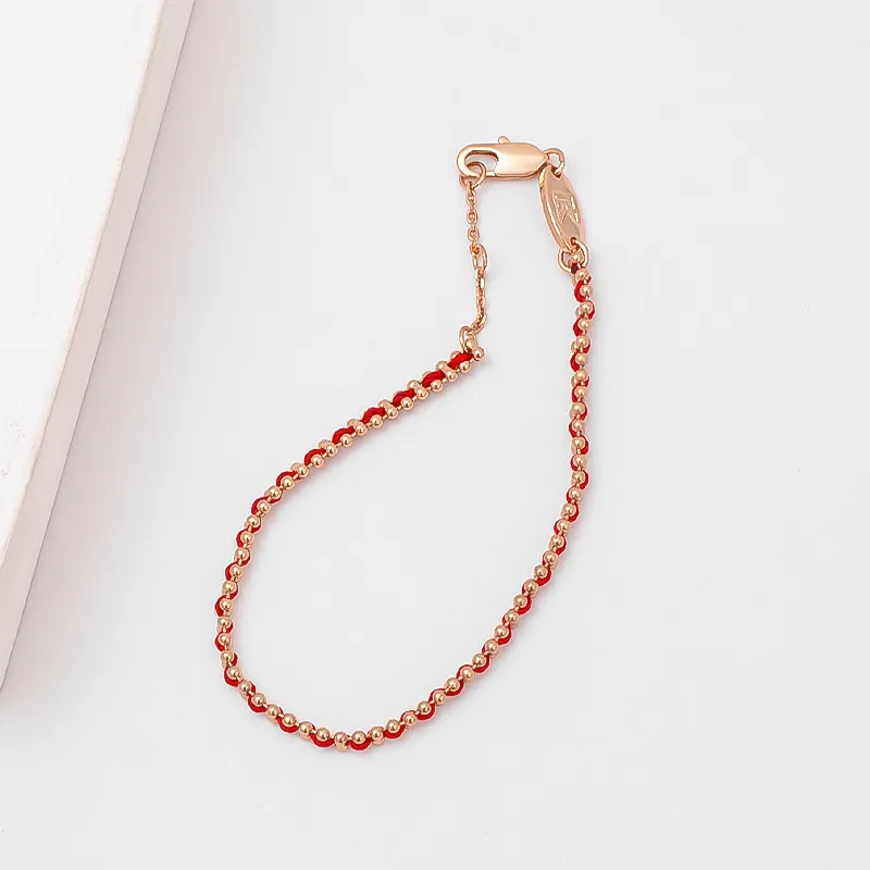 Elegant Red String Bracelet for Women - French Style Niche Design with Rose Gold Zodiac Charm - Light Luxury Jewelry Gift for Girlfriends thumbnail 2