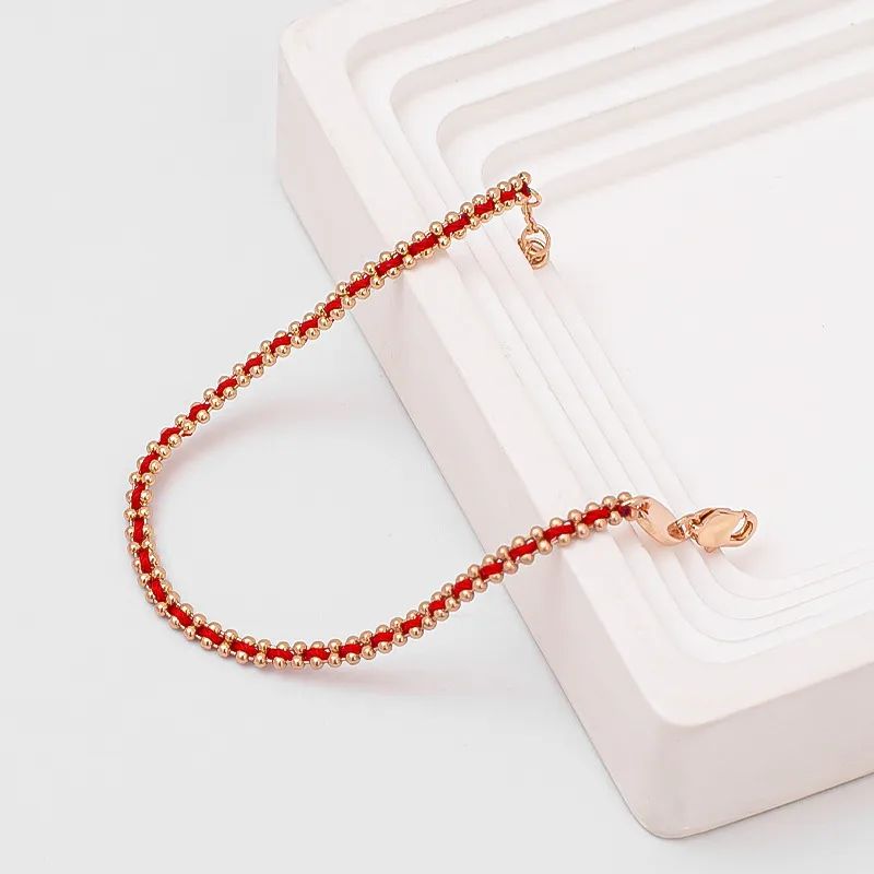 Elegant Red String Bracelet for Women - French Style Niche Design with Rose Gold Zodiac Charm - Light Luxury Jewelry Gift for Girlfriends thumbnail 3