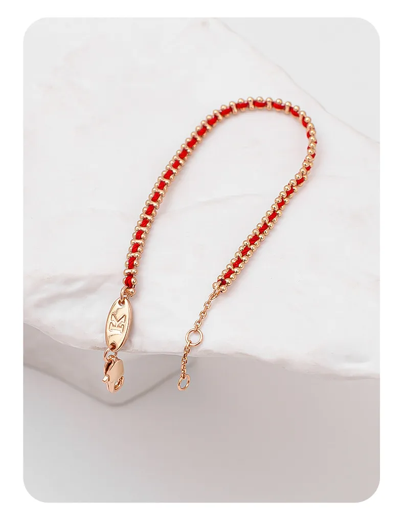 Elegant Red String Bracelet for Women - French Style Niche Design with Rose Gold Zodiac Charm - Light Luxury Jewelry Gift for Girlfriends showcase 7