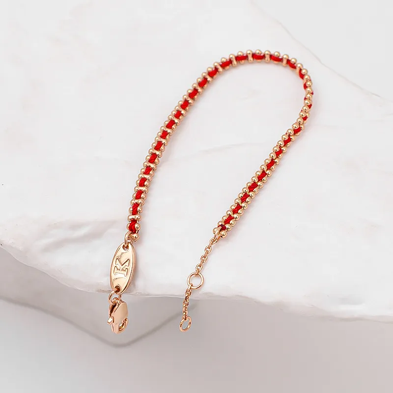 Elegant Red String Bracelet for Women - French Style Niche Design with Rose Gold Zodiac Charm - Light Luxury Jewelry Gift for Girlfriends thumbnail 4