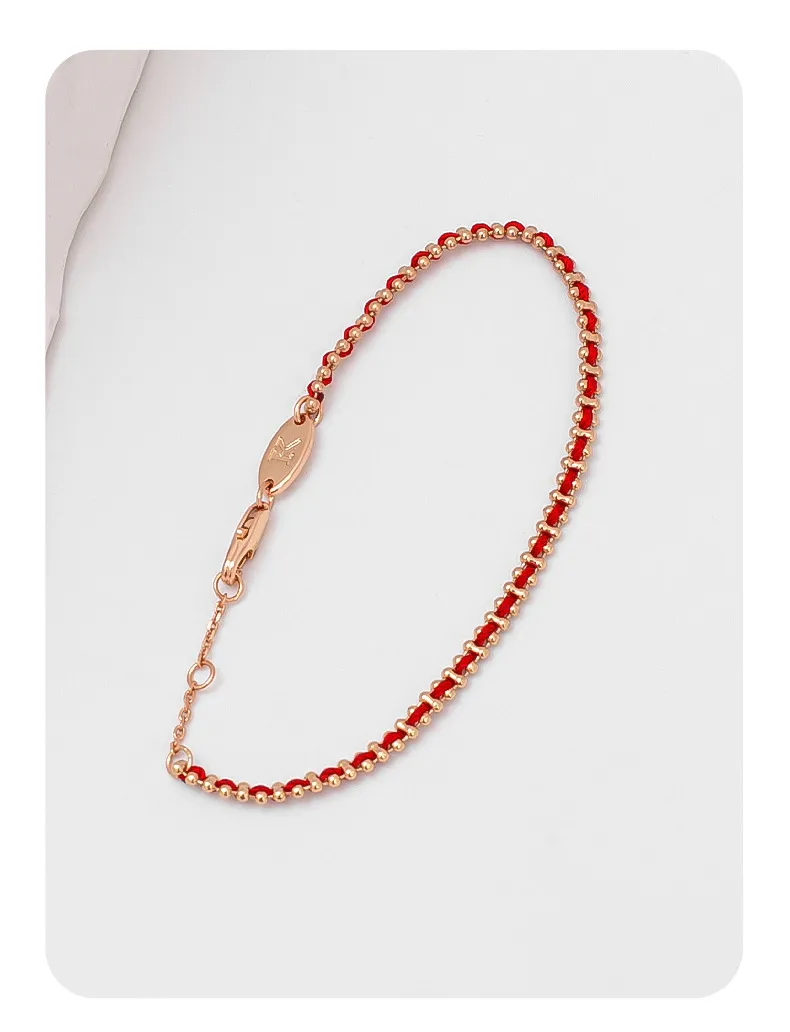 Elegant Red String Bracelet for Women - French Style Niche Design with Rose Gold Zodiac Charm - Light Luxury Jewelry Gift for Girlfriends showcase 5