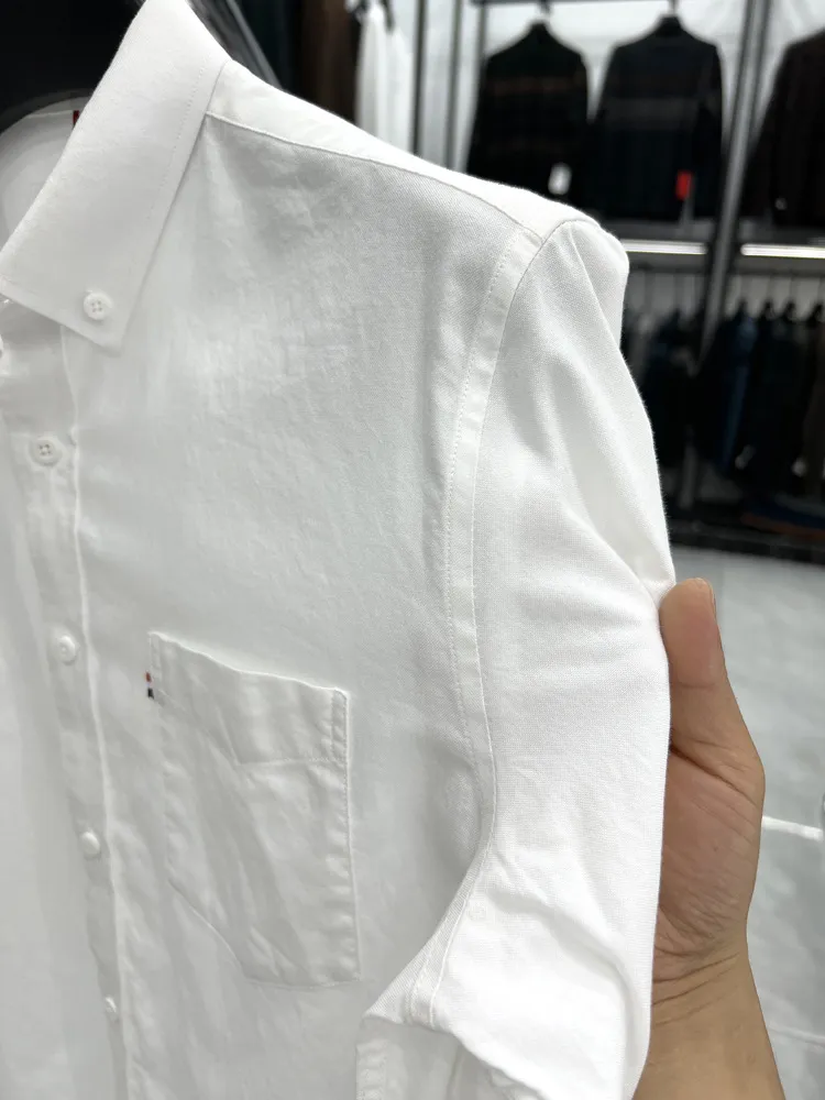 Tommy Hilfiger Men's Long Sleeve Oxford Shirt - Classic Fit Button Down Cotton Dress Shirt - Casual Lapel Top for Men showcase 12
