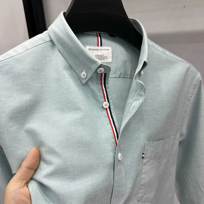 Tommy Hilfiger Men's Long Sleeve Oxford Shirt - Classic Fit Button Down Cotton Dress Shirt - Casual Lapel Top for Men thumbnail 4