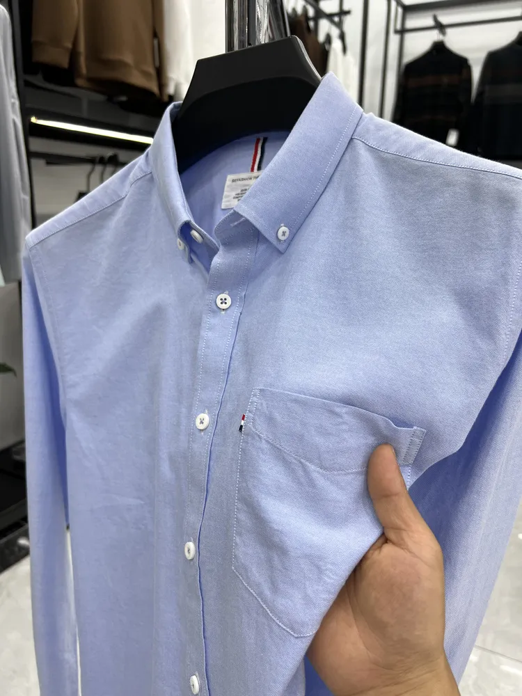 Tommy Hilfiger Men's Long Sleeve Oxford Shirt - Classic Fit Button Down Cotton Dress Shirt - Casual Lapel Top for Men showcase 18