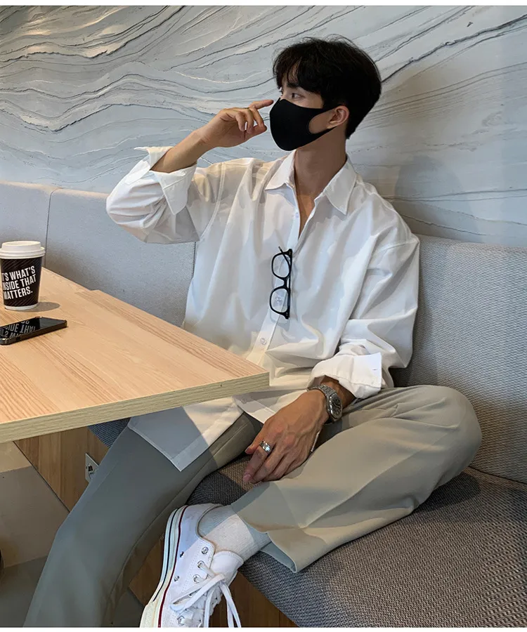 Men's Long Sleeve Dress Shirt - British Yuppie Style, High-End Grey Oversize Trendy Inner Shirt for Mature Style showcase 12