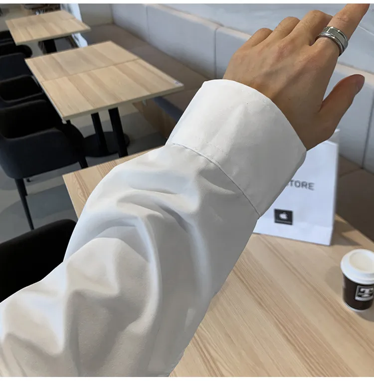 Men's Long Sleeve Dress Shirt - British Yuppie Style, High-End Grey Oversize Trendy Inner Shirt for Mature Style showcase 14