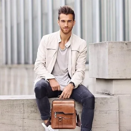Men's Retro Business Crossbody Bag Fashion Trend Backpack Casual Versatile Shoulder Bag European American Style Messenger Bag for Work Travel showcase 20