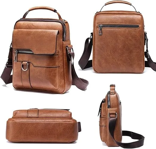 Men's Retro Business Crossbody Bag Fashion Trend Backpack Casual Versatile Shoulder Bag European American Style Messenger Bag for Work Travel showcase 7