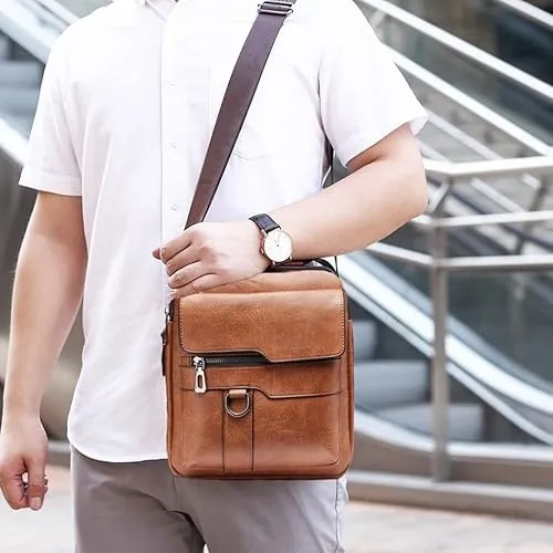Men's Retro Business Crossbody Bag Fashion Trend Backpack Casual Versatile Shoulder Bag European American Style Messenger Bag for Work Travel showcase 13