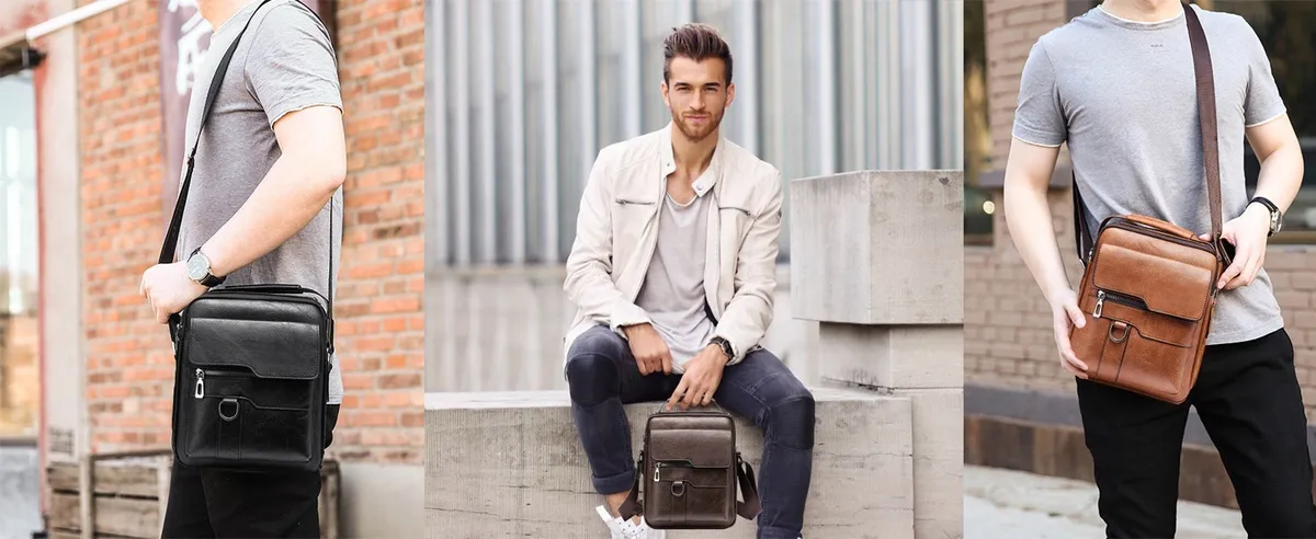 Men's Retro Business Crossbody Bag Fashion Trend Backpack Casual Versatile Shoulder Bag European American Style Messenger Bag for Work Travel showcase 18