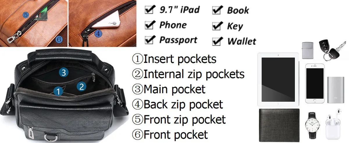 Men's Retro Business Crossbody Bag Fashion Trend Backpack Casual Versatile Shoulder Bag European American Style Messenger Bag for Work Travel showcase 11