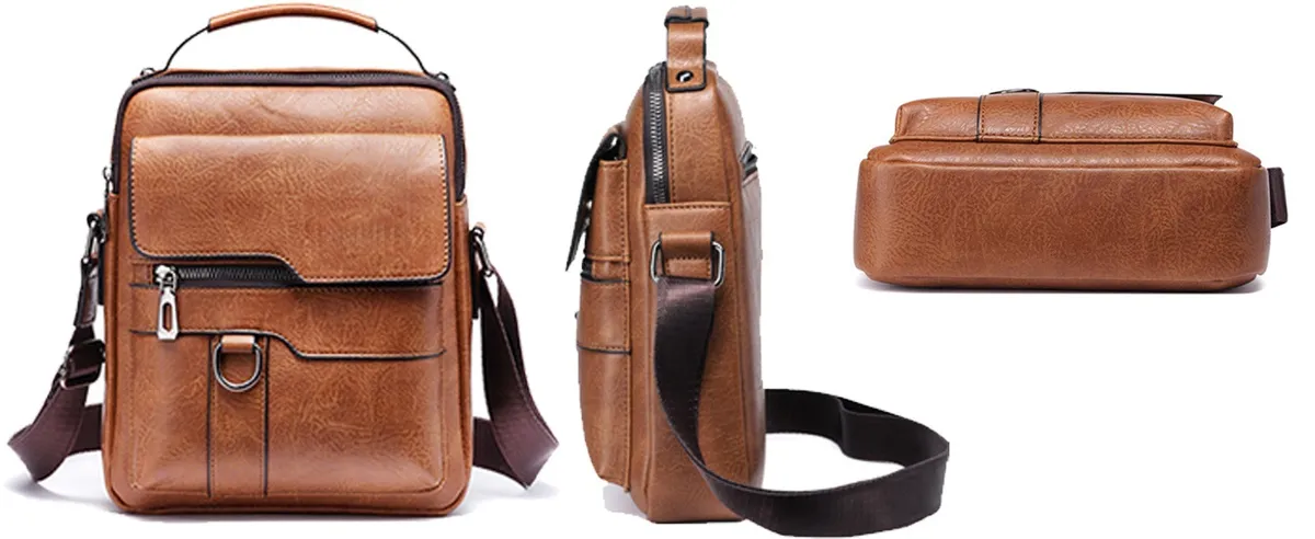 Men's Retro Business Crossbody Bag Fashion Trend Backpack Casual Versatile Shoulder Bag European American Style Messenger Bag for Work Travel showcase 5