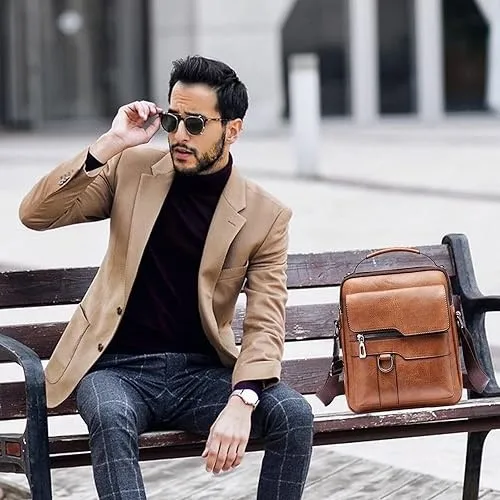 Men's Retro Business Crossbody Bag Fashion Trend Backpack Casual Versatile Shoulder Bag European American Style Messenger Bag for Work Travel showcase 16