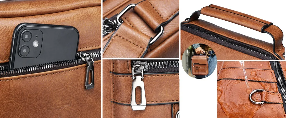 Men's Retro Business Crossbody Bag Fashion Trend Backpack Casual Versatile Shoulder Bag European American Style Messenger Bag for Work Travel showcase 6