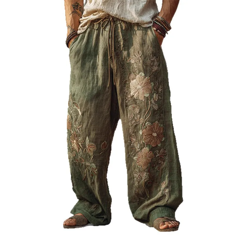 Men's Digital Print Casual Trousers - European American Fashion Loose Straight Leg Pants for Men thumbnail 5