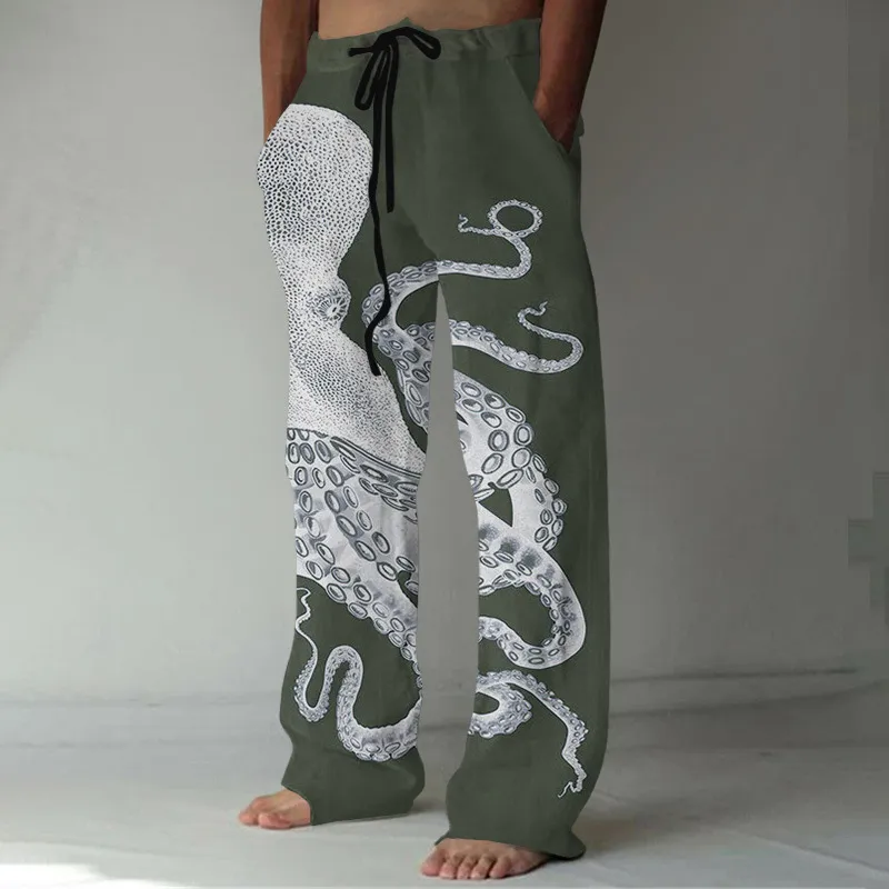 Men's Digital Print Casual Trousers - European American Fashion Loose Straight Leg Pants for Men showcase 6